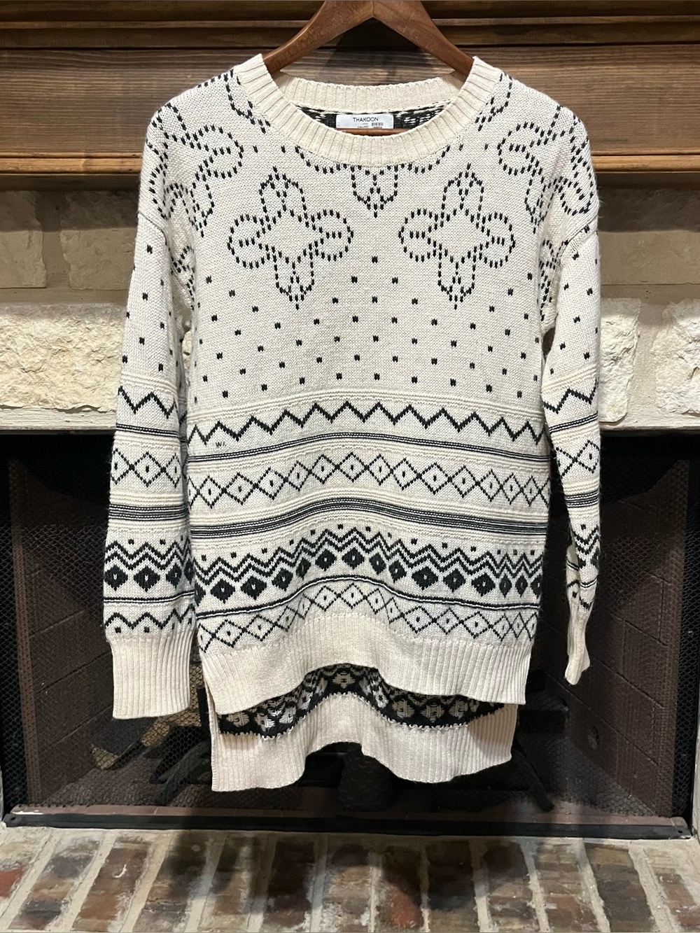 Thakoon Collective Wool Blend Fair Isle High low sweater Size Small